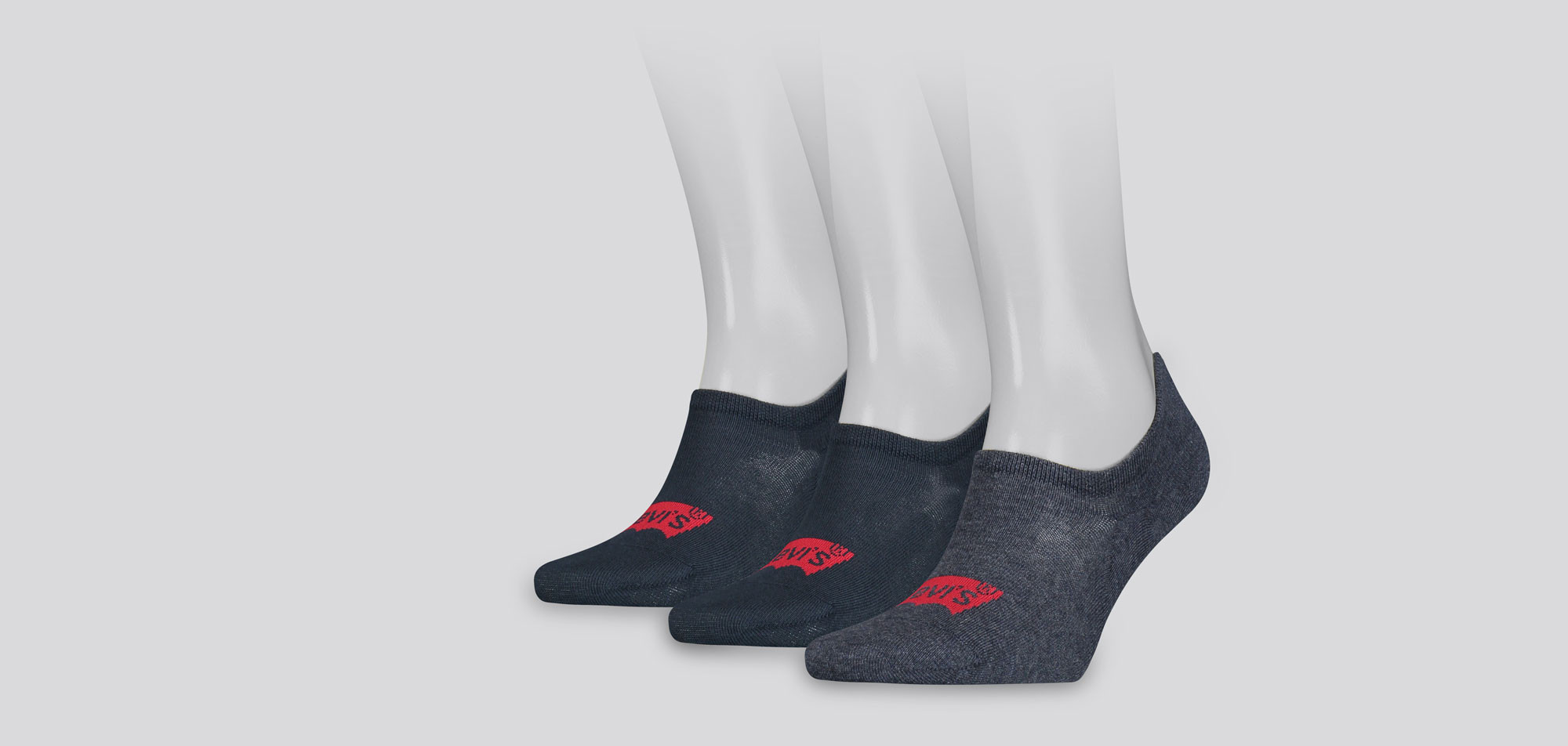 Levi_s High Rise Batwing Logo Footie Socks 3-Pack 129, color Nee